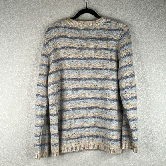 Blair Blue & Cream Multi-Colored Speckled Striped Long Sleeve Sweater Size Large - Picture 3 of 5